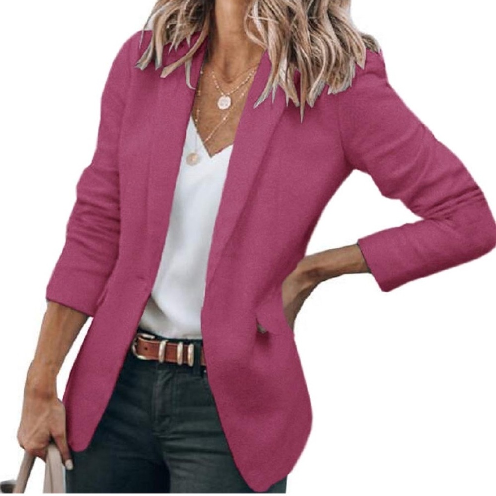 Cicy Bell Women’s Casual Blazer - Fuscia/Pink/Purple XL
